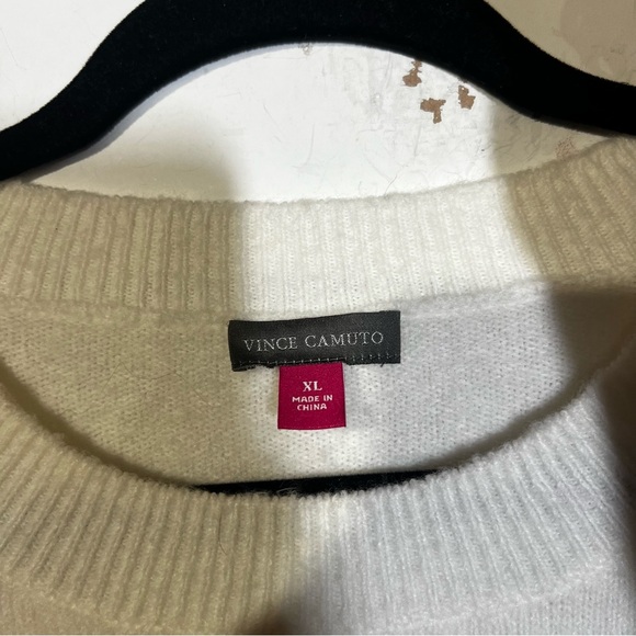 Vince Camuto Extended Shoulder Crewneck Sweater Tan and White Colorblock Size XL - Picture 7 of 8